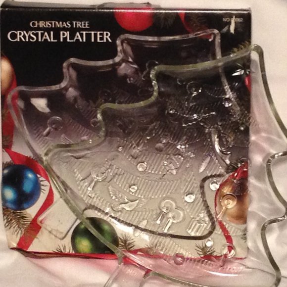 Christmas Tree Clear Glass Crystal Platter - Picture 2 of 3